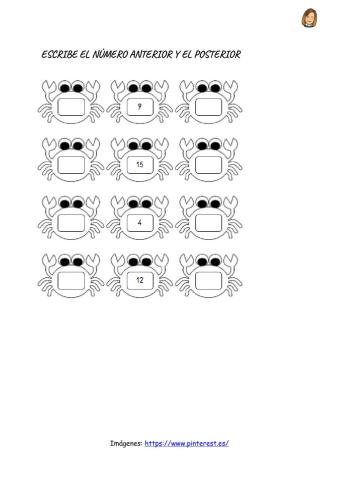 Numeros 1 al 19: ANTERIOR - POSTERIOR