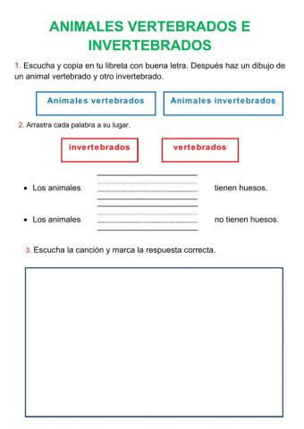 Animales vertebrados e invertebrados