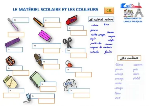 Material escolar y colores