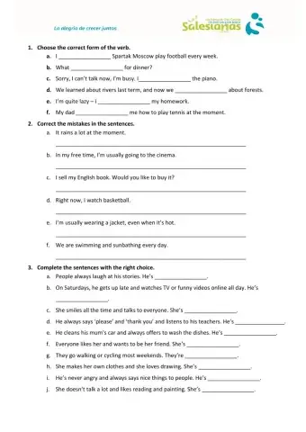 Present simple-present continuous