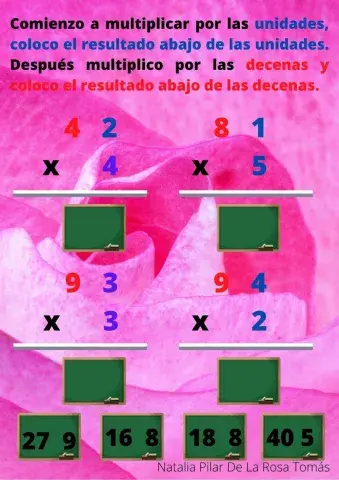 Multiplica números de 2 cifras por un número de  1 cifra