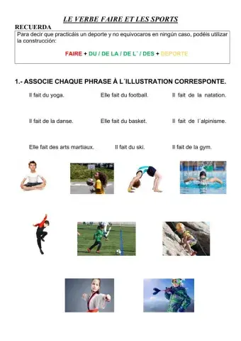 Le verbe faire et les sports