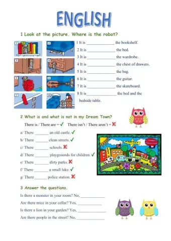 There si- there are, prepositions of places