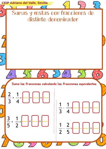 Sumas y restas distinto denominador