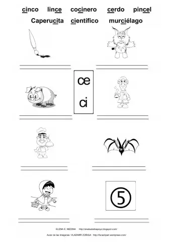 Escribe palabras con ce ci