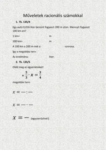 Műveletek a racionális számok halmazán