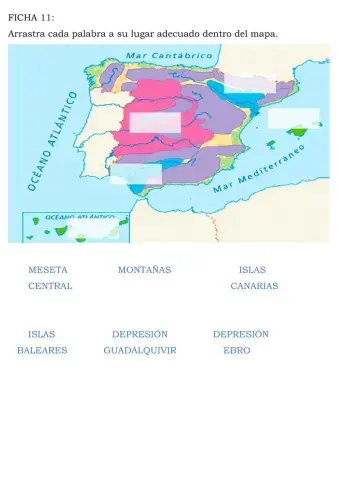 Situar elementos del relieve español