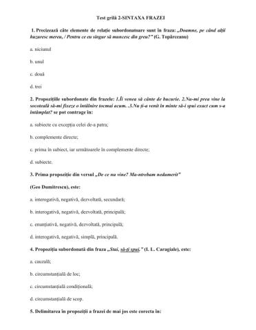 Analiza sintactică a frazei