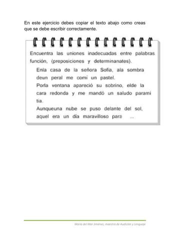 Copia dictado con separaciones inadecuadas