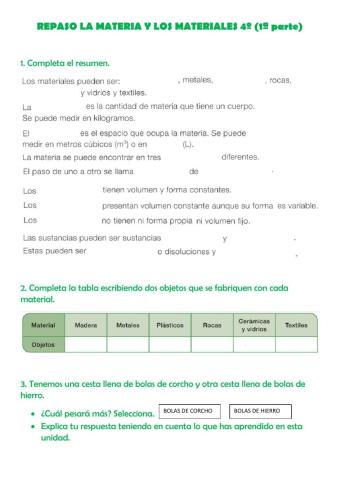 La materia y los materiales (1ª parte)