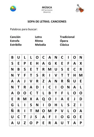 La canción (sopa de letras)