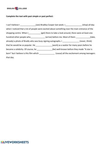 Ad-B2 Past perfect and Past simple