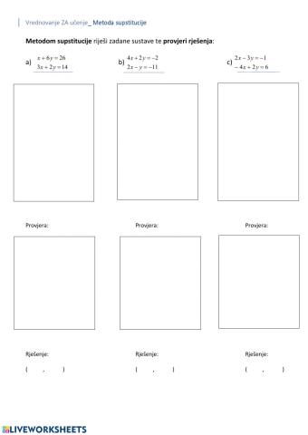 Vrednovanje ZA učenje-Metoda supstitucije