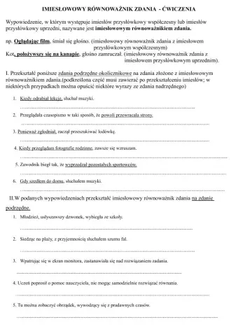 Imiesłowowy równoważnik zdania.