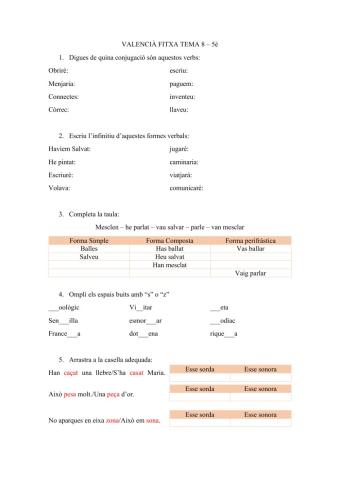 Fitxa Tema 8 Valencià 5é