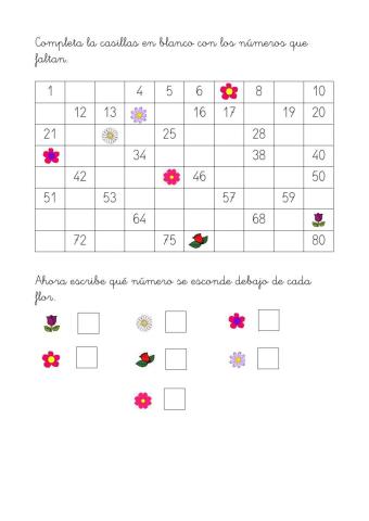 Matemáticas. numeración hasta el 80