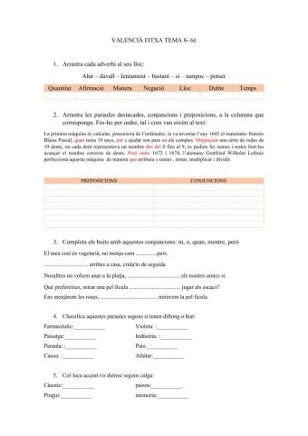 Fitxa tema 8 Valencià 6é