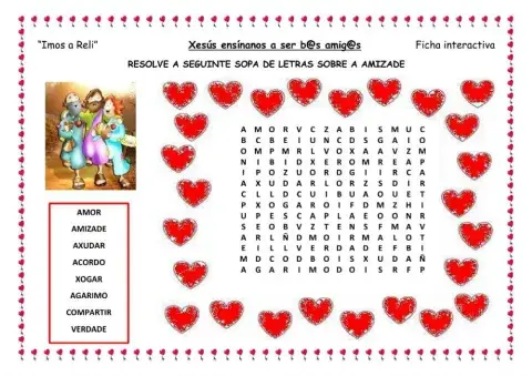 Sopa de letras amizade