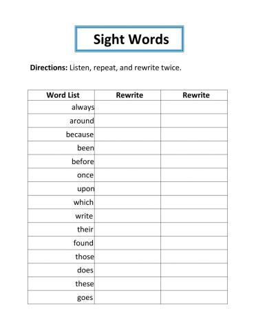 Sight Words