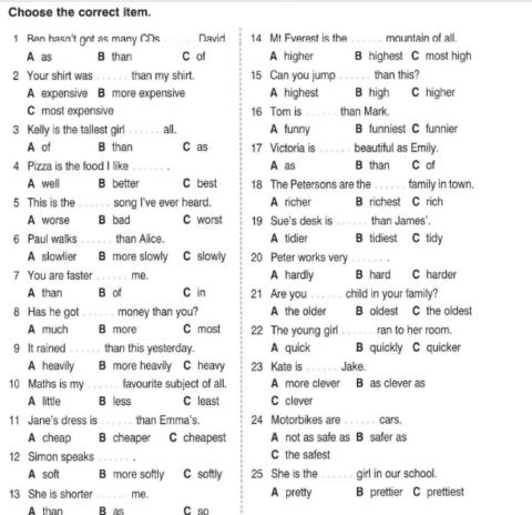 Adverbs-adjectives test