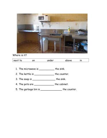Prepositions of Place in the Kitchen