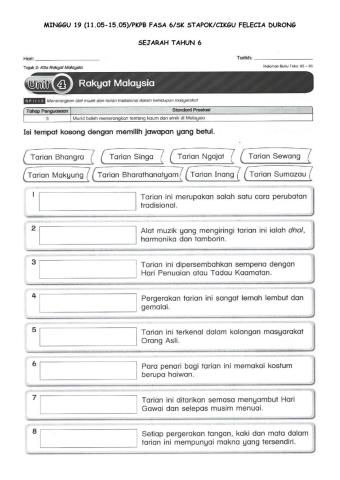 Sejarah T6- Rakyat Malaysia - Tarian Tradisional