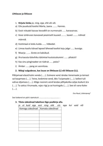 Lihtlause ja liitlause