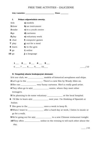 Free time activities