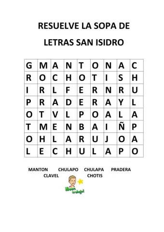 Sopa de letras San Isidro