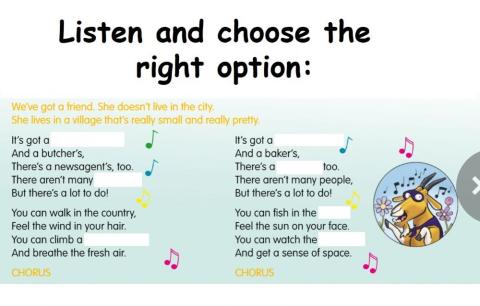 Listen to the song and choose