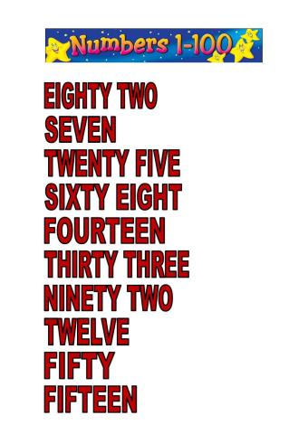 Numbers 1-100