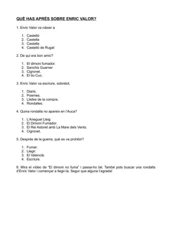 Qüestionari Enric Valor