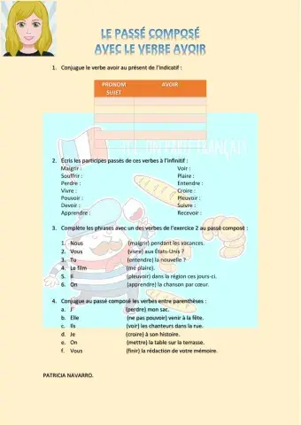 Passé composé avec avoir