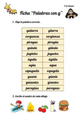 Ficha ga gue gui go gu güe güi