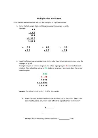 Multiplication word problems 5th grade