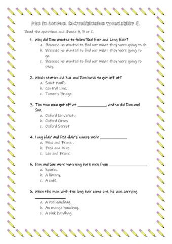 Reading comprehension 4: dan in london