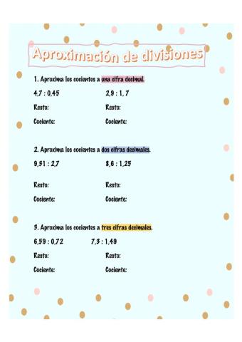 Aproximación de cocientes decimales