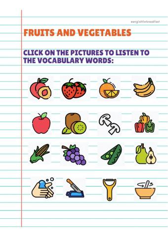 Fruits and Vegetables Vocabulary worksheet