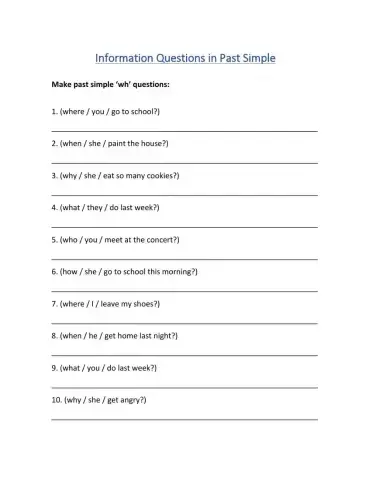 Wh- questions in simple past