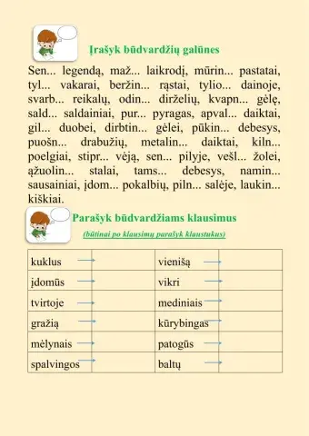 Būdvardžių rašyba. Klausimai 3 kl.