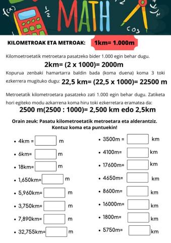 Neurriak: Kilometroak eta metroak