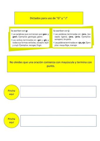 Dictado reglas ortográficas G y J