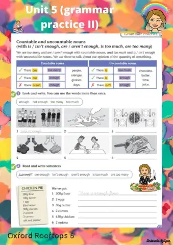 Grammar Practice (too much, too many and enough)