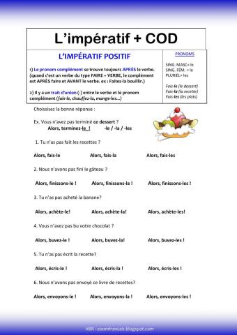 L'impératif positif + COD