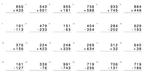 SUMAS Y RESTAS con llevadas