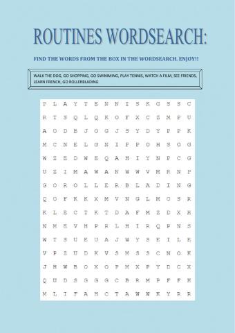 Routines wordsearch