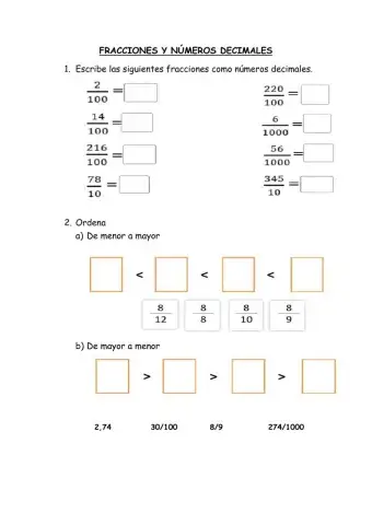 Fracciones y decimales