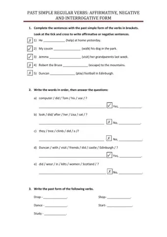 Past simple, regular verbs