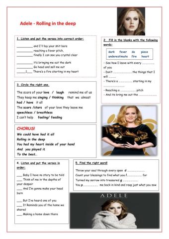 Song activity: Adele -Rolling in the deep
