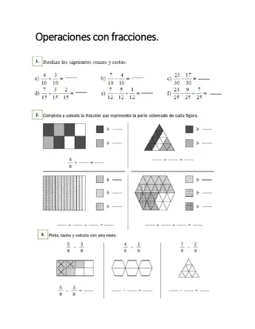 Operaciones con fracciones con igual denominador